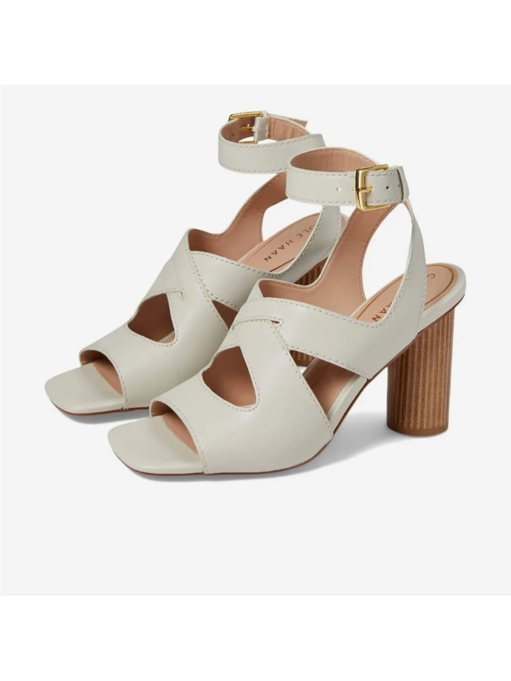Cole Haan Reina city cream bone leather heel sandals 9.5 m